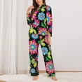 thumbnail image 2 of Naloa Vector Mexican Otomi Style Bright Pajamas for Women Set, Womens Pajama Sets, Lounge Sets for Women, 2pjs for Women-Medium, 2 of 7