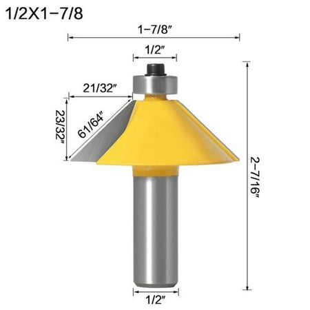 

BAMILL Woodworking Router Bit 12mm Shank 45 Degree Chamfer Bevel Edging Wood Cutting