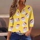 thumbnail image 1 of Puntoco Blusa informal de cuello redondo con mangas 3/4 cortas y estampado a la moda para mujer, 1 of 5
