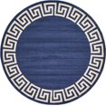 thumbnail image 3 of Unique Loom Athens Border Design Area Rug Round 8' x 8' Navy Blue/Beige, 3 of 4