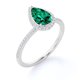 thumbnail image 4 of JeenMata Anillo de Compromiso de 1 Quilate con Piedra Natal de Mayo en Corte de Pera - Anillo de Bodas - Anillo de Halo - Anillo Pavé - Anillo de Promesa - Baño de Oro Blanco de 18 K sobre Plata, 4 of 6