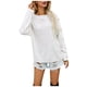 thumbnail image 1 of Gibobby Sueter Para Mujer Invierno Punto Suéter largo de cuello redondo de color sólido Suéter de punto de un solo pecho informal de talla grande(Blanco,G), 1 of 6