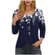 thumbnail image 1 of Blusas para las Mujeres Casual, 3/4 Manga Floral Estampado Camiseta de Moda Top Hecho de Poliéster Transpirable Suave para el Uso Diario de Primavera Otoño, Tops de Blusa para las Mujeres, 1 of 8