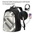 thumbnail image 3 of Travel Shoulder Computer Backpack 18 X 13.4 X 8.3in With Usb Cable And Music Jack Multi-Space Pocket Lightslategray Geometric Lines_3, 3 of 7