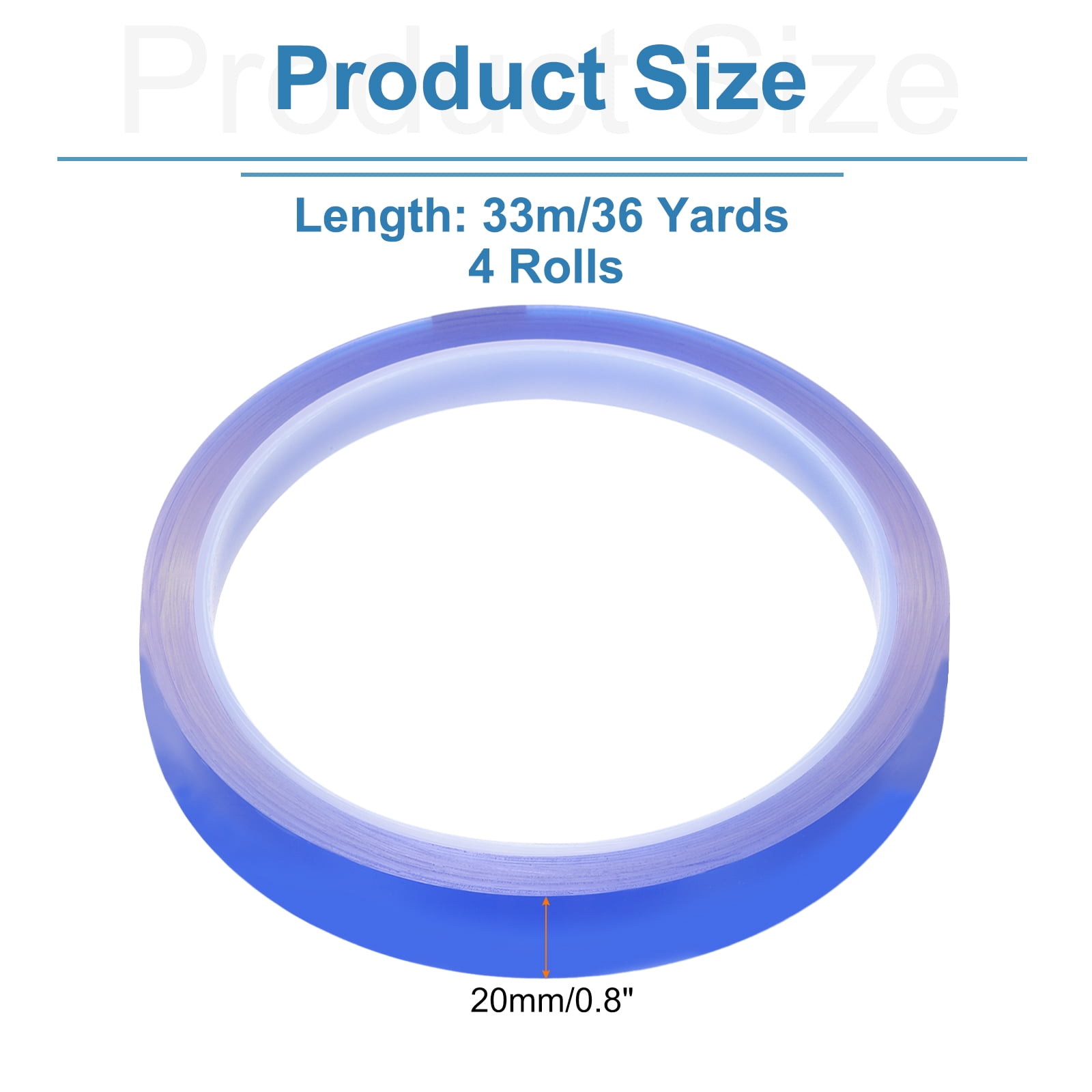 4 Rolls Blue 0.8 Inch x 36 Yards PET Film Electrical Tape 20mm x 33m