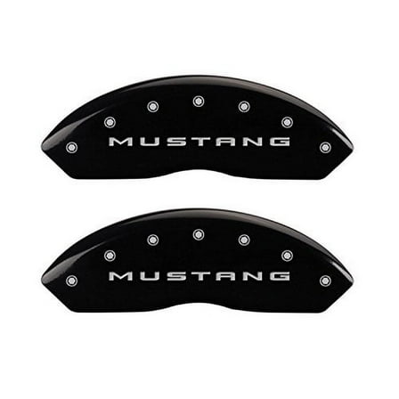 MGP Caliper Covers 10202SMB2BK Black Powder Coat Finish Engraved Front Mustang Rear Bar and Pony Caliper Cover