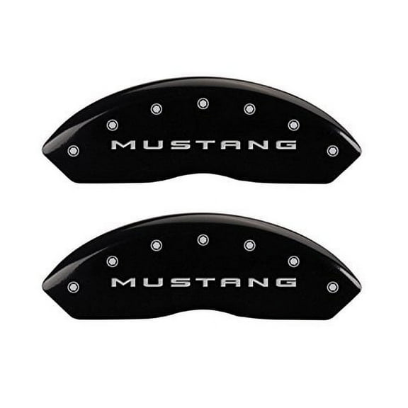 MGP Caliper Covers 10202SMB2BK Black Powder Coat Finish Engraved Front Mustang Rear Bar and Pony Caliper Cover