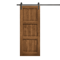 Modern Barn Door 30 x 96 inches | Ego 5010 Cognac Oak | 6.6FT Rail Track Heavy Hardware Set | Solid Panel Interior Doors