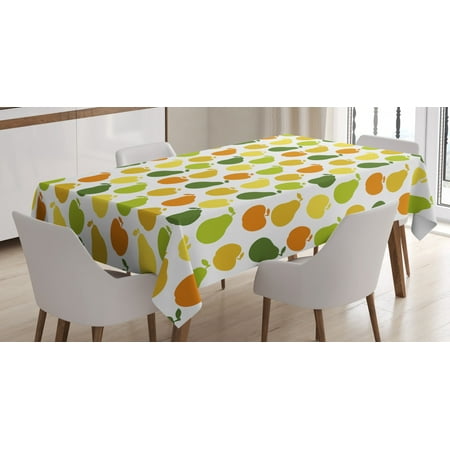 

Fruits Tablecloth Apple and Pears Food Botany Fresh Healthy Garden Yummy Theme Rectangular Table Cover for Dining Room Kitchen 60 X 84 Inches Earth Yellow Lime and Hunter Green by Ambesonne