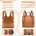 thumbnail image 3 of miss fong Mochila para pañales Bolsa para pañales para bebés, Mochila grande de cuero para pañales con 16 bolsillos Bolsa para pañales de viaje con cambiador de pañales, correas para cochecito y 2 bol, 3 of 5