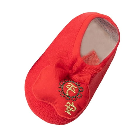 Siilsaa Baby Sock Shoes Baby Boys Girls Classic PU Leather Wedding Loafers Brogue Toddler Oxford Dress Shoes First Steps Walking Flat Lazy Crib Shoe Watermelon Red 18-24 Months