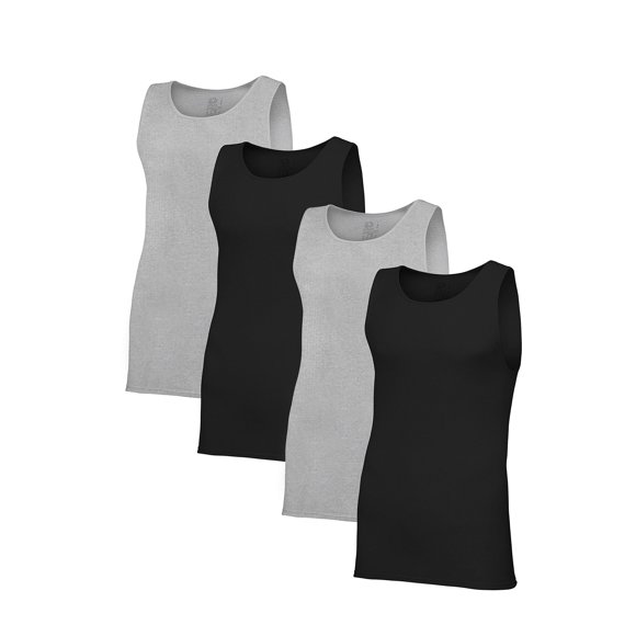 Fruit of the Loom Men's Tag-Free Premium Cotton Underwear & Undershirts, Tank - 4 Pack - Assorted, Medium