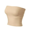 thumbnail image 3 of MixMatchy Women's Solid Casual Summer Side Shirring Scrunched Double Layered Tube Top, 3 of 6