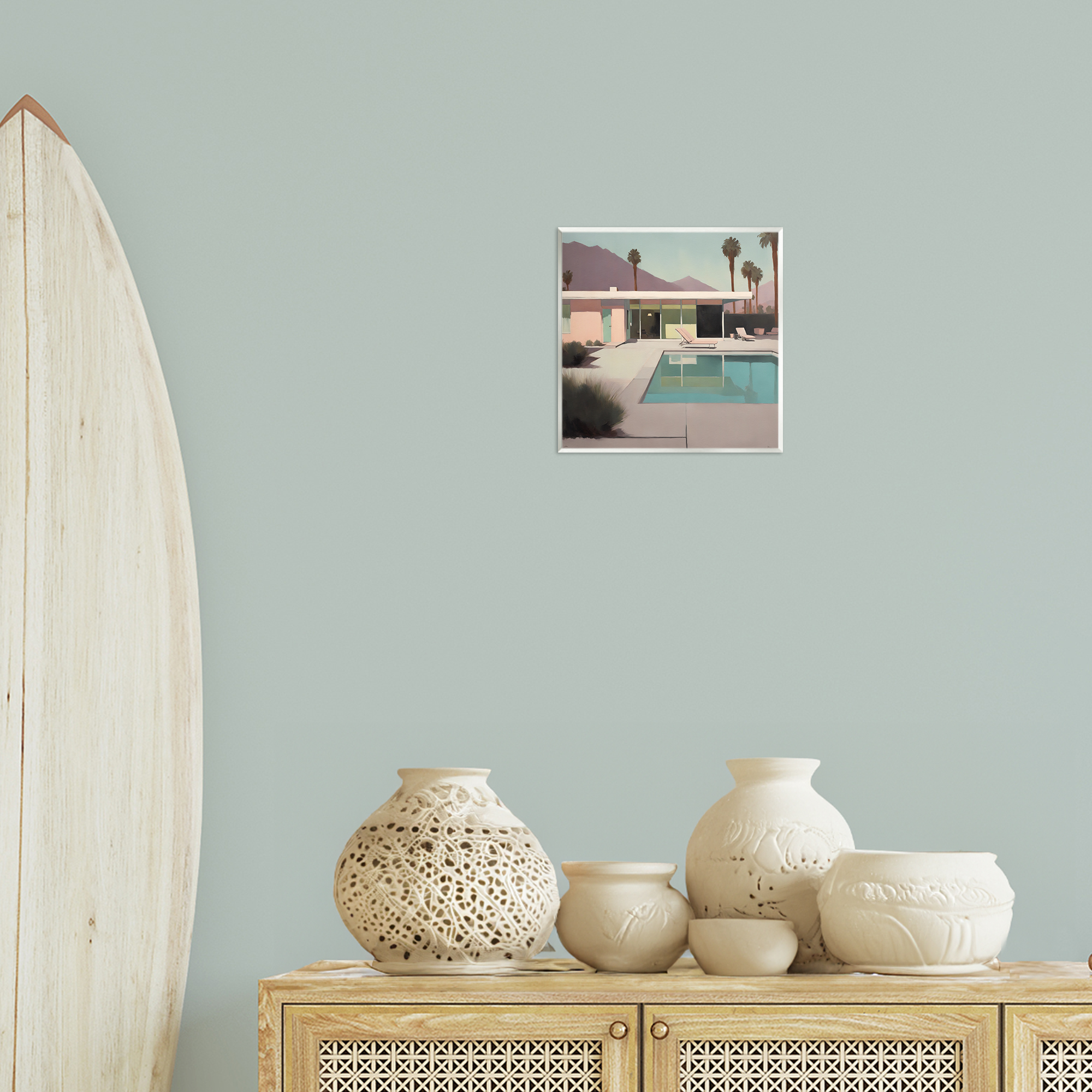 Stupell Industries Californian Pool View Landscape & Nature Painting Unframed Art Print Wall Art, 12 x 12