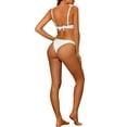 thumbnail image 3 of Conjuntos de bikini de 2 piezas para mujer, con nudo cruzado y tirantes ajustables, traje de baño de color sólido, con lazo trasero, ropa de baño mediana, blanca, 3 of 5