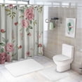 thumbnail image 7 of Creowell Watercolor Vintage Floral Shower Curtain, Blush Pink Peach Rose Blossom,Polyester Fabric Valentines Day Bathroom Decor Set with Hooks 69x72, 7 of 7