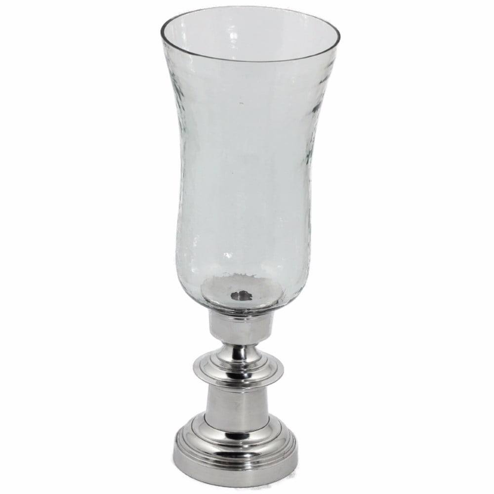 Metal/Glass Clear Hammered Candle Holder, Silver And Clear Walmart