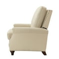 thumbnail image 3 of Upholstered Genuine Leather Recliner Chair with Solid Wood Legs, Beige, 3 of 10