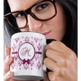 thumbnail image 2 of 3drose, Elegant Pink and Silver Heart Damask Monogram Letter M, 11oz Two-tone Black Mug, 2 of 6