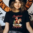 thumbnail image 3 of Cowboy Santa Christmas T-Shirt | Western Holiday Graphic Tee, Heliconia, Size XL, 3 of 6