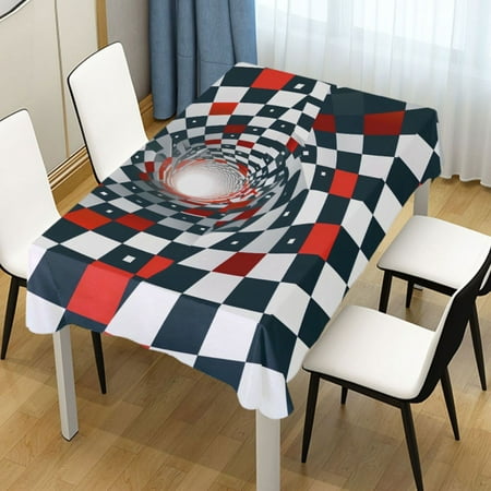 

Ryvnso Black Red Geometric Illusion Rectangle Table Cloth Tablecover Dinning Tablecloth 60 x108