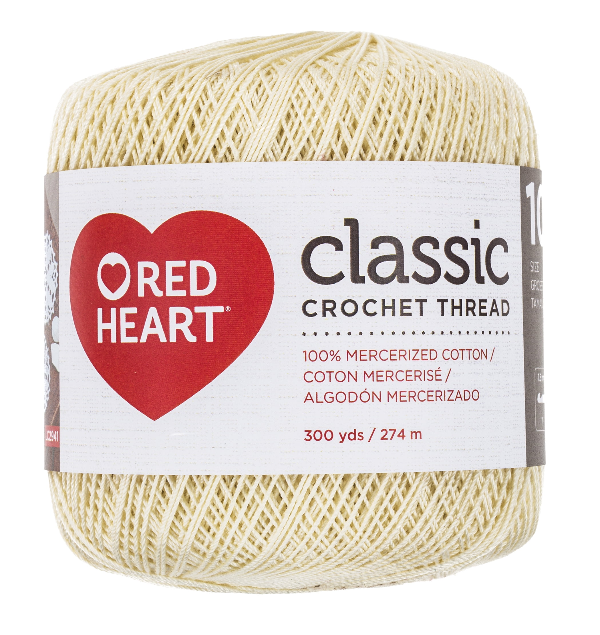 Red Heart Classic Cotton Size 10 Crochet Cream Thread, 1 Each