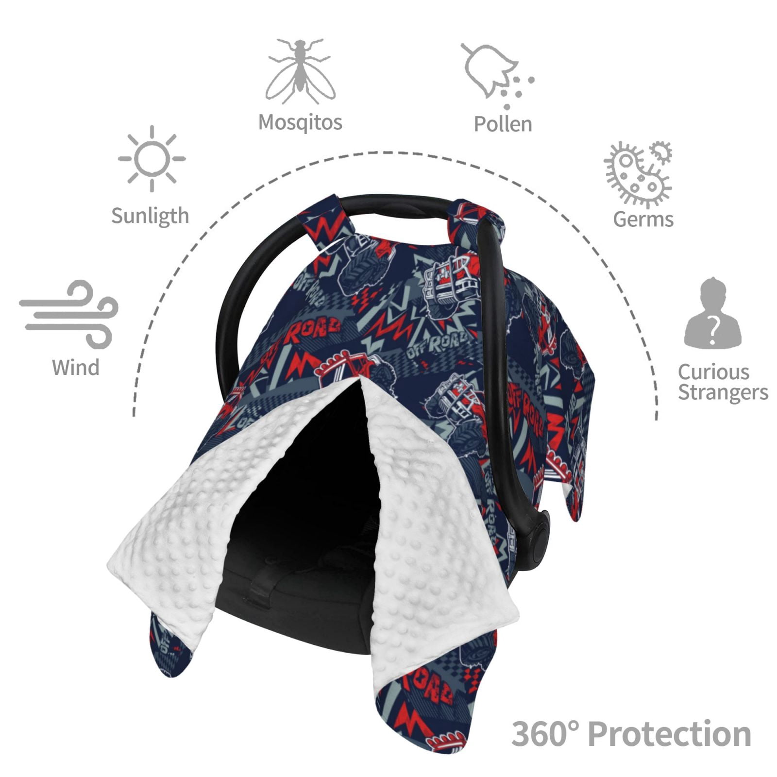 Car Seat Cover Baby - cool red off-road vehicle Breathable Infant Car Seat Cover for Baby Carseat, Lightweight Comfort Baby Essentials Must Haves Newborn Stuff for Girl Boy