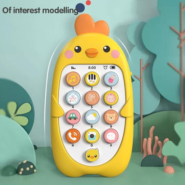 Juguete musical de aprendizaje educativo del teléfono móvil del bebé del polluelo de la historieta para Amarillo Yotijar niños musica telefono movil