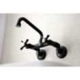 thumbnail image 3 of Kingston Brass KS113MB Essex Two Handle Wall Mount Kitchen Faucet, Matte Black, 3 of 5
