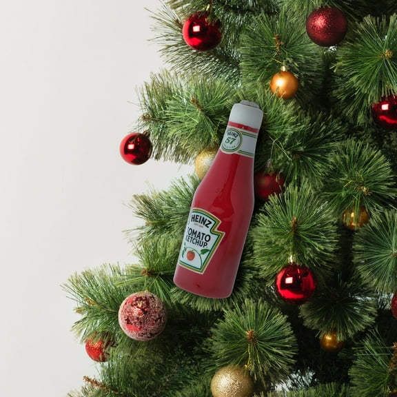 Heinz Ketchup Decoupage Holiday Ornament, 4.5 inches Tall, Plastic, Red, Faux Food Novelty Ornament