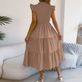 thumbnail image 5 of Women's Elegant Midi A-Line Dress Smocked Bodice Flutter Sleeve Mock Neck Tiered Swing Dress Flowy Lightweight Flattering Dress for Wedding Guest Party Sunday Brunch, 5 of 9