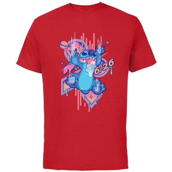Disney Lilo & Stitch 626 Stitch Day Drool Slide June 26 - Short Sleeve Cotton T-Shirt for Adults - Customized-Red