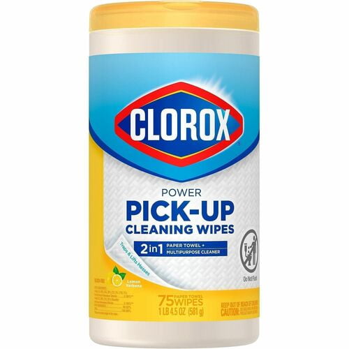 Clorox Power Pick-Up Cleaning Wipes, Lemon Verbena Scent, Pre-moistened, Textured, Residue-free, White (32578) | 2-Pack (2 Total)