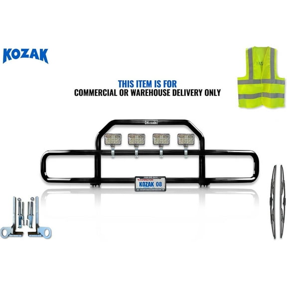Kozak Front Grille Deer Moose Brush Bumper Guard Black Compatible with 579 2022-2025 No Fog