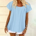 thumbnail image 2 of GigrtiJin Summer Tops for Women Trendy Plus Size Cute Crew Neck Solid Shirts Casual Short Sleeve Pleated Loose Blouse, 2 of 6