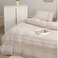 thumbnail image 4 of Move Over Beige Grey Macrame Tassel Bedding Sets Twin Three Layer Tassel Pattern Washed Microfiber Duvet Cover Set No Filling, 4 of 9