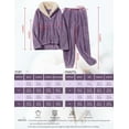 thumbnail image 2 of Women' s Fluffy Pajamas Set Fleece Pullover Pants Loose Plush Sleepwear 2 Piece Pjs Set Warm Fuzzy Loungewear, 2 of 16