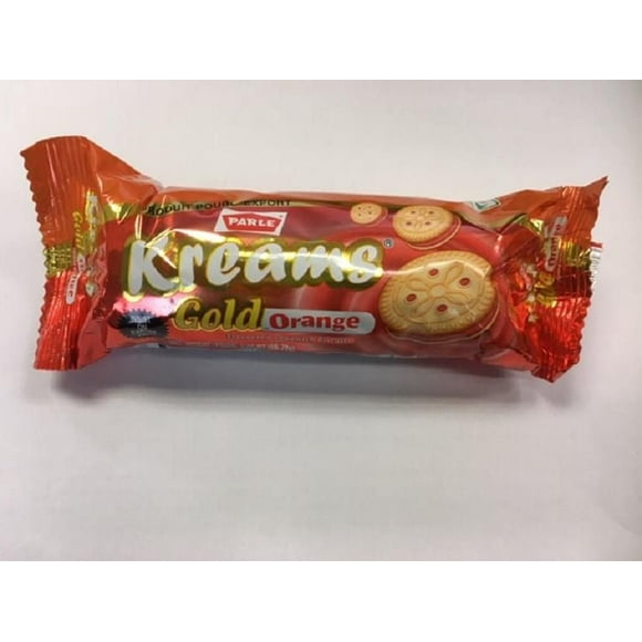 Parle Kreams Gold Orange Biscuits, Flavoured Sandwich Biscuits.