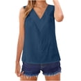 thumbnail image 2 of Womens Tank Tops - Casual Cotton Linen Summer Tanks - Female Solid Color Pullover Sleeveless Tee Shirts Navy, 2 of 7