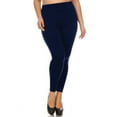 thumbnail image 4 of 3 Pack Plus Size Women's Seamless Fleece Leggings, Navy/Wine Red/White, 4 of 5