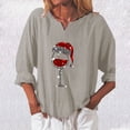 thumbnail image 2 of Fesfesfes Ugly Xmas Sweater Ladies V-Neck Christmas Printed Casual Cotton Loose Long Sleeve Shirt Top Sale Items, 2 of 4