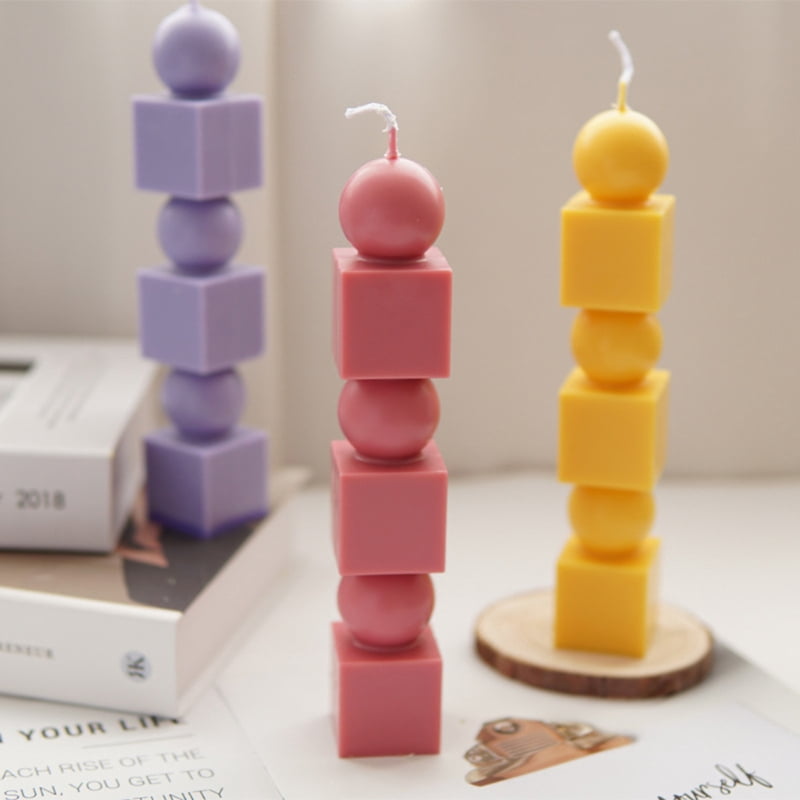 Plastic Candle Mold Geometric Cylinder Candle Making Molds DIY Handmade Beeswax