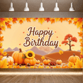thumbnail image 4 of Autumn Leaves Happy Birthday Pumpkins Sunflowers Harvest Banner for Celebration Outdoor Decoration Thanksgiving, 4 of 7