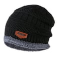 thumbnail image 5 of HESHENG Men's Beanie Hat Warm Knit Hat Thick Fleece Skull  for Outdoor Running Black, 5 of 5