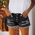 thumbnail image 4 of Trend ripped fringed denim shorts straight-breasted women's hot pants, 4 of 6