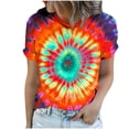 thumbnail image 6 of Mifsaly Tie-Dye Cotton T-Shirt for Women Short Sleeve Crew Neck Casual Summer Tops Colorful Print Lightweight Breathable Casual Blouse XXL, 6 of 6