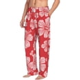 thumbnail image 2 of Uemuo Red Hibiscus Flower Pattern Men's Wide Leg Palazzo Lounge Pants with Pockets Light Weight Loose Comfy Casual Pajama Pants-Large, 2 of 9