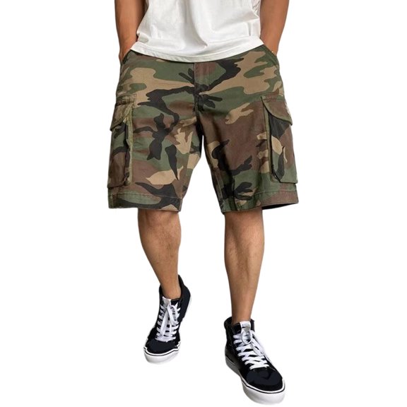 Mens Cargo Shorts Elastic Waist Blend with Pocket Workout Beach Hiking Shorts