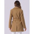 thumbnail image 4 of DARING DIVA Women's Notched Lapel Double Breasted Belted Trench Coat Camel M, 4 of 6