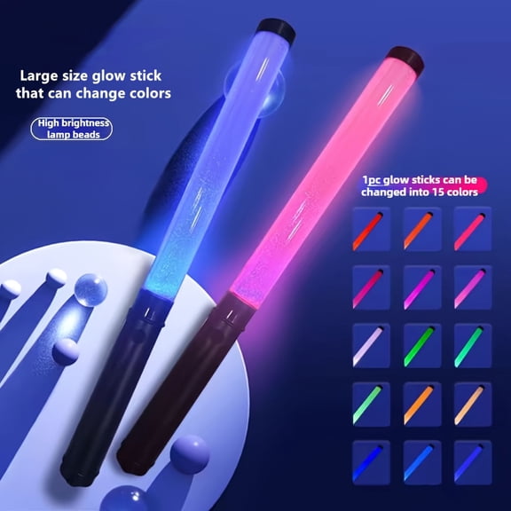 15 Color Fluorescent Stick - LED Light Stick - Perfect for Parties, Concerts, and Nighttime Celebrations, Flashing, Cheering, Bars.(Excluding 3 AAA Batteries)